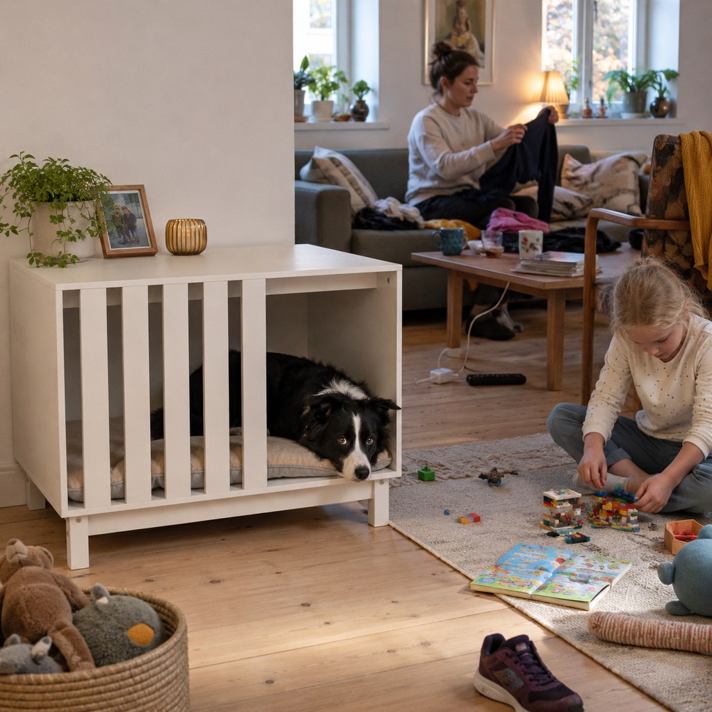 The Nordic Haven – Solid Pine Indoor Dog Kennel