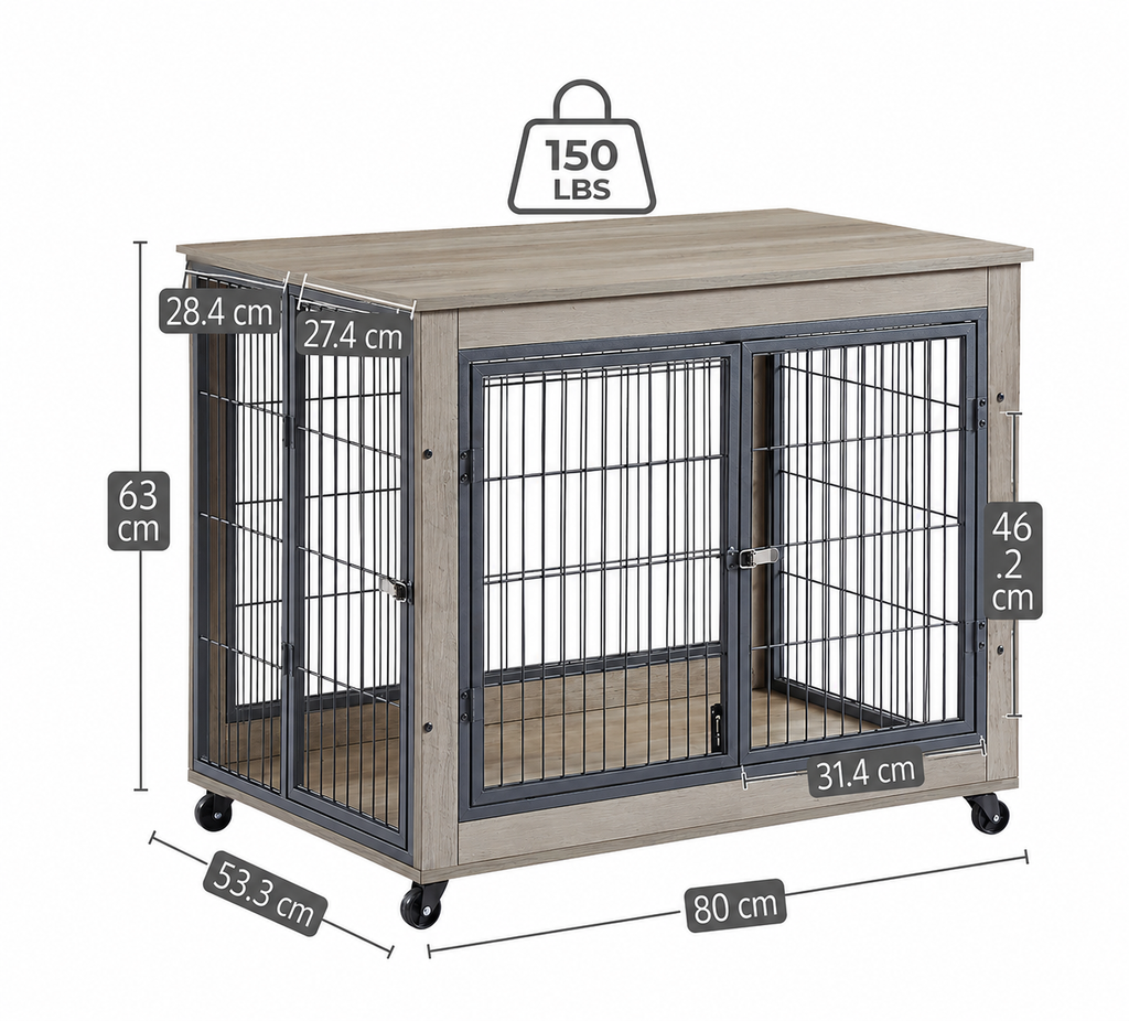 The Grey Dog Crate On Wheels