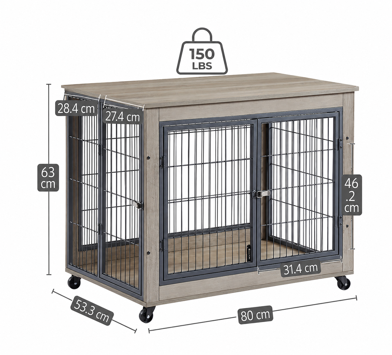 The Grey Dog Crate On Wheels