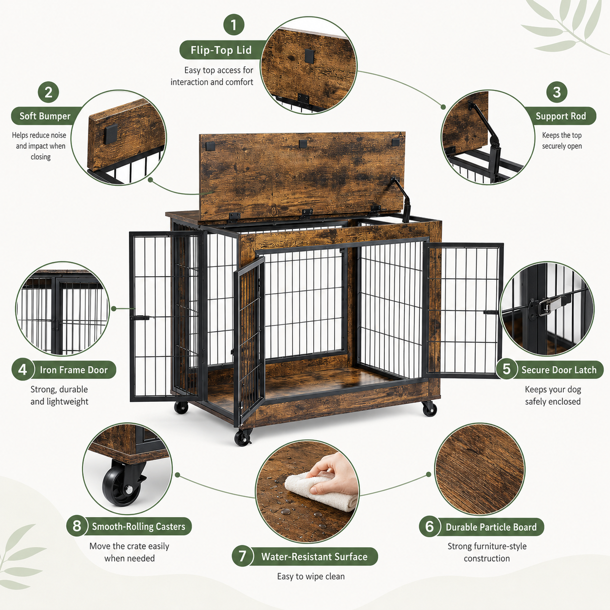 The Rustic Brown Dog Crate On Wheels