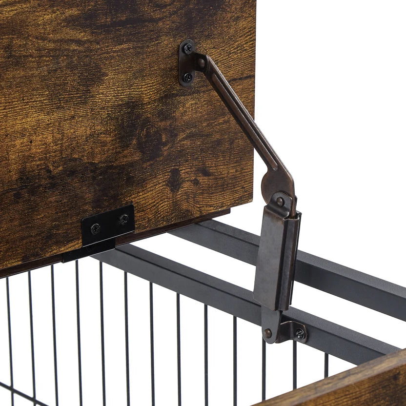 The Rustic Brown Dog Crate On Wheels
