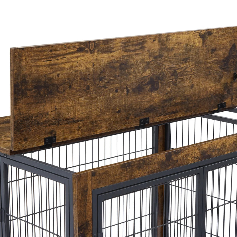 The Rustic Brown Dog Crate On Wheels