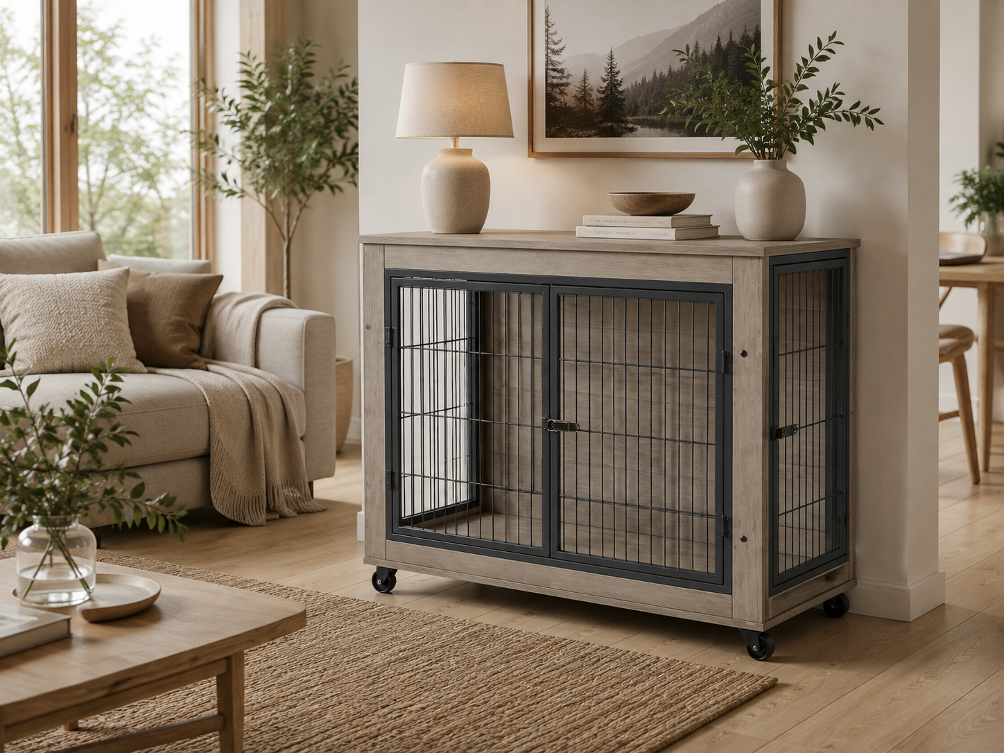 The Grey Dog Crate On Wheels